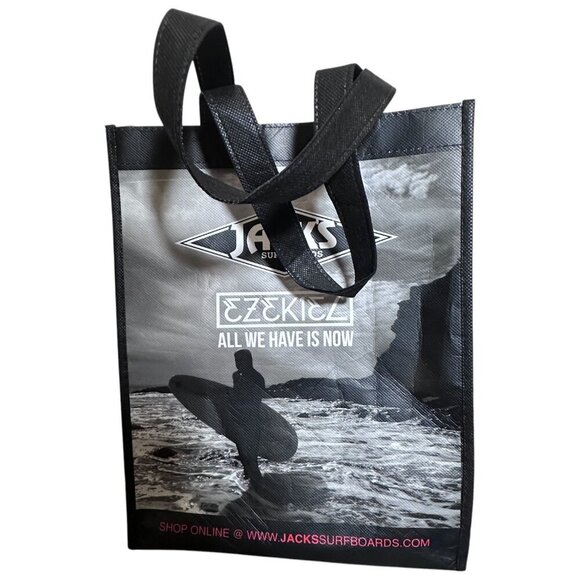 Jacks Surfboards Reusable Gift Bag Black White Surfer Picture Rhythm Print 13"H - Picture 2 of 7